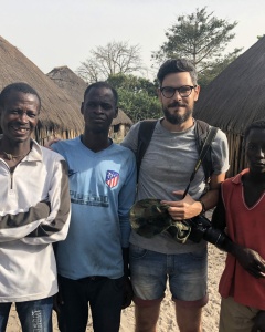 Angelo Vasco with Mr Djedjo, leader of the Church of Christ’s Djufunco congregation, and two other church-goes. Village of Djufunco, Djola-Felupe land, northern Guinea-Bissau. (Photo: Mario Djedjo)