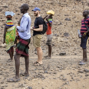 Samuel Derbyshire with colleagues documenting endangered material knowledge in Turkana, 2020. (Photo: Ekidor Nami)
