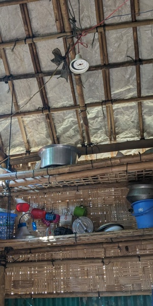 A kitchen storage of camp household, Ukhiya, Kutupalong, Cox’s Bazar, 2023 (Photo: Tahura Enam Navile)