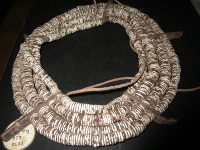 Necklace made of ostrich egg shell beads