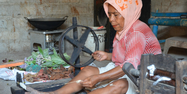Hand spinning cotton. Ternate Island, Alor Regency, Indonesia (Photo: L. S. McIntosh)