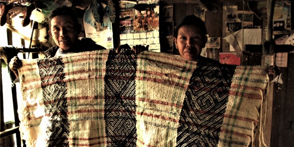 Kené kuin designs in a hand spun hand woven cotton hammock. Conta village. (Photo: M. E. del Solar)