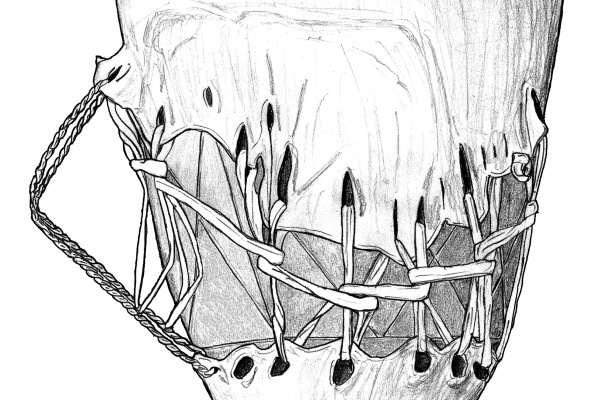 Figure 7. Drawing of a Banea drum, used in funerary ceremonies and other rituals.